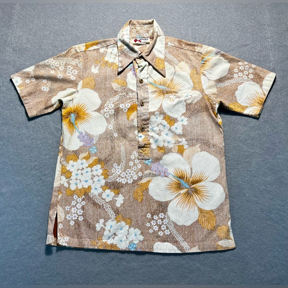 Floral Made In Hawaii Brown Casual Button Down Shirt